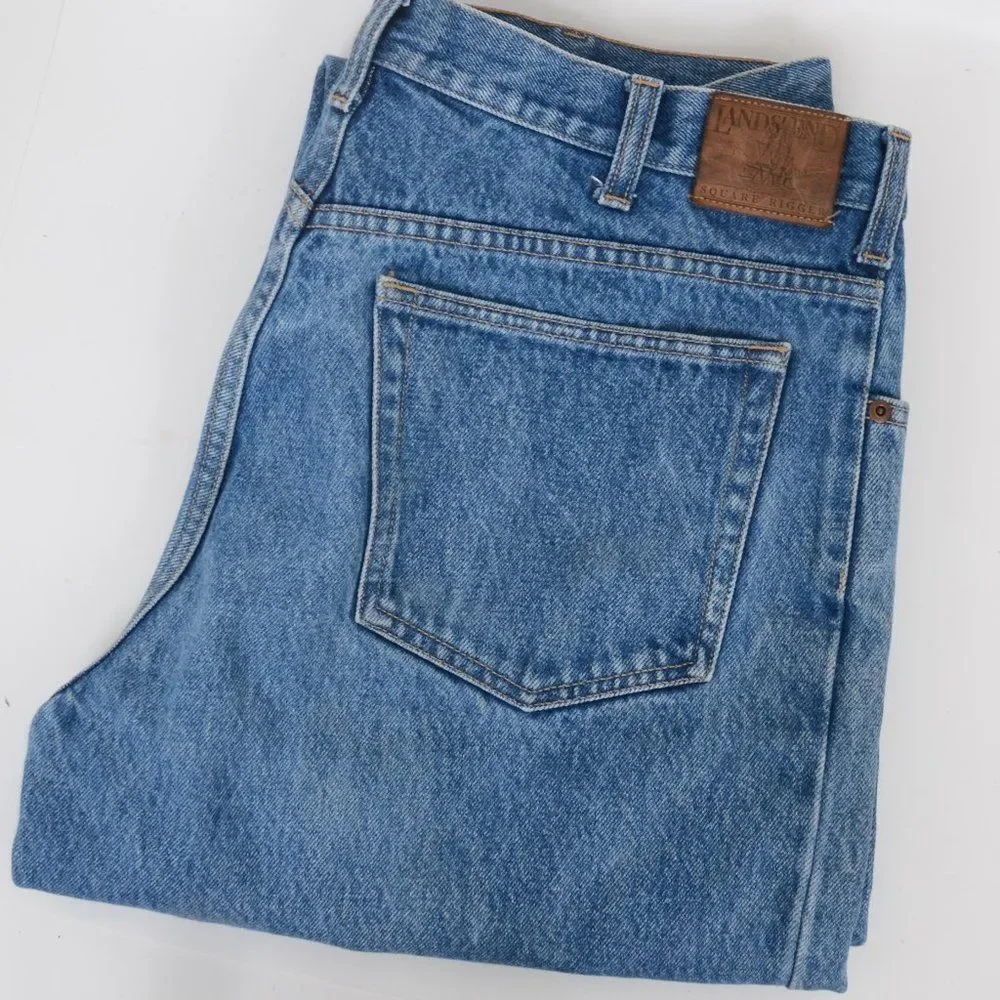 2 PAIRS! Lands End Men's 34X30 Blue Denim Straight Leg Jeans Medium Wash - Picture 8 of 8